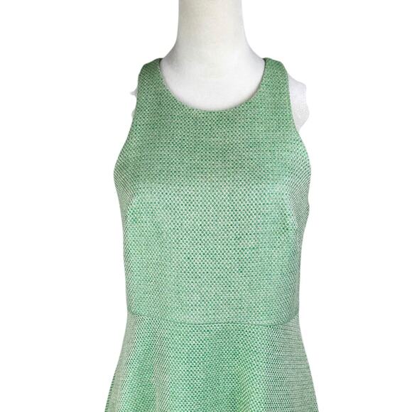 Banana Republic Kelly Green & Tan Gingham Tweed Sleeveless Fit & Flare Dress - Picture 6 of 10